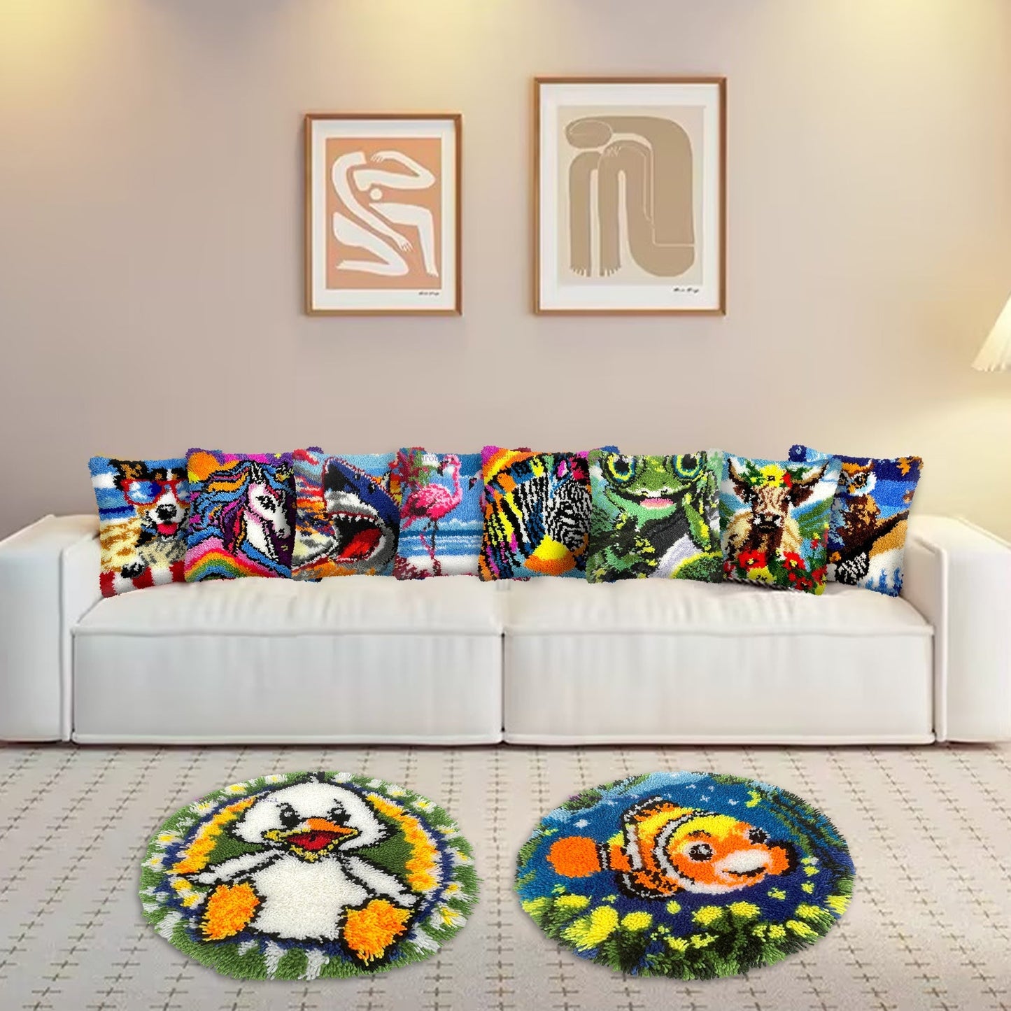 Cartoon Dino Latch Hook Pillow Kit