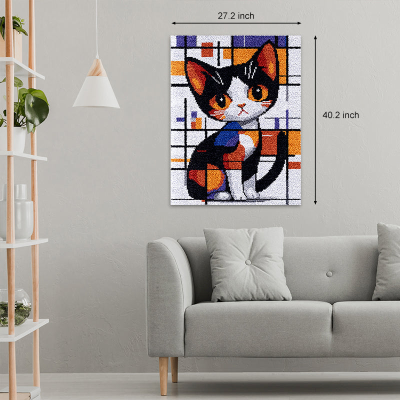 Elegant Cat Latch Hook Rug Kit – Large Size DIY Craft