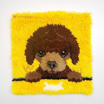 Poodle Puppy Latch Hook Pillow Kit