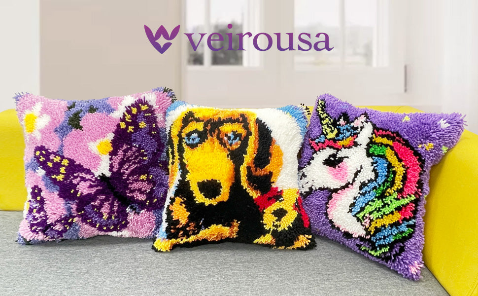 Husky Puppy Latch Hook Pillow Kit