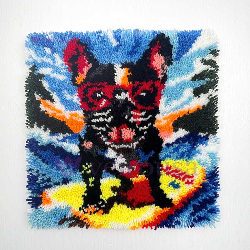 Surfing Bulldog Latch Hook Pillow Kit