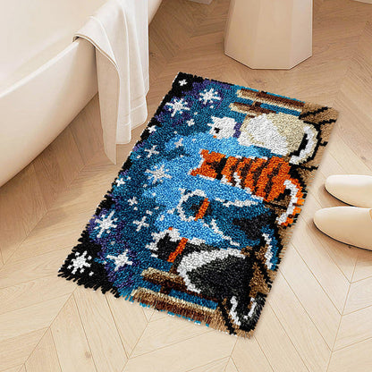Four Cats Watching the Stars Latch Hook Rug Kit