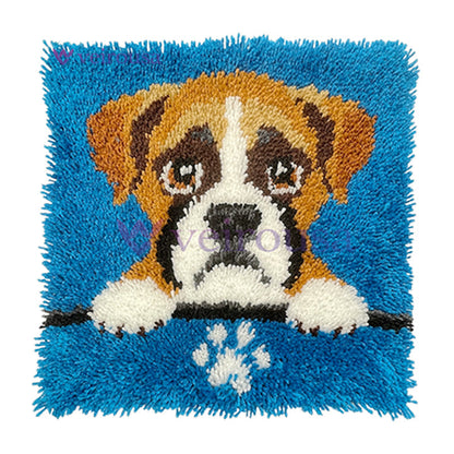 Boxer Puppy Latch Hook Pillow Kit