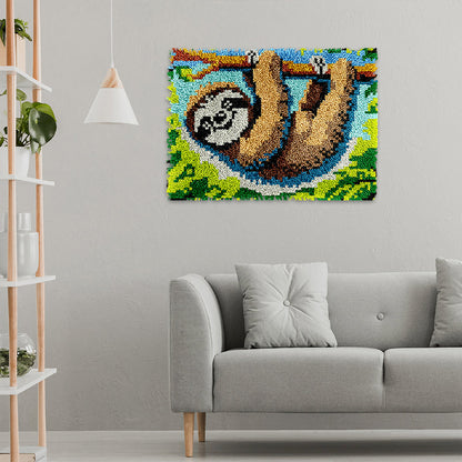 Hanging Sloth Latch Hook Rug Kit