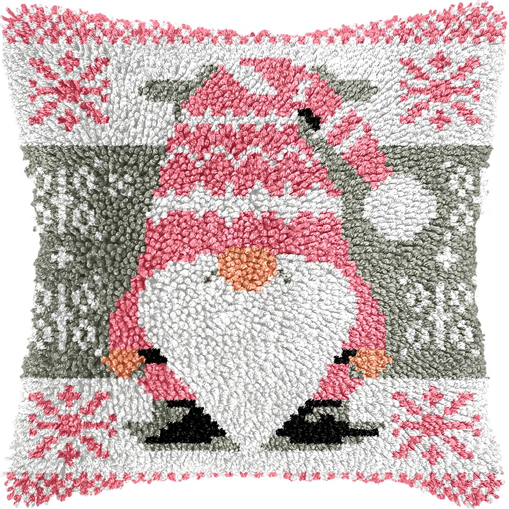 Christmas Gnomes Latch Hook Pillow Kit