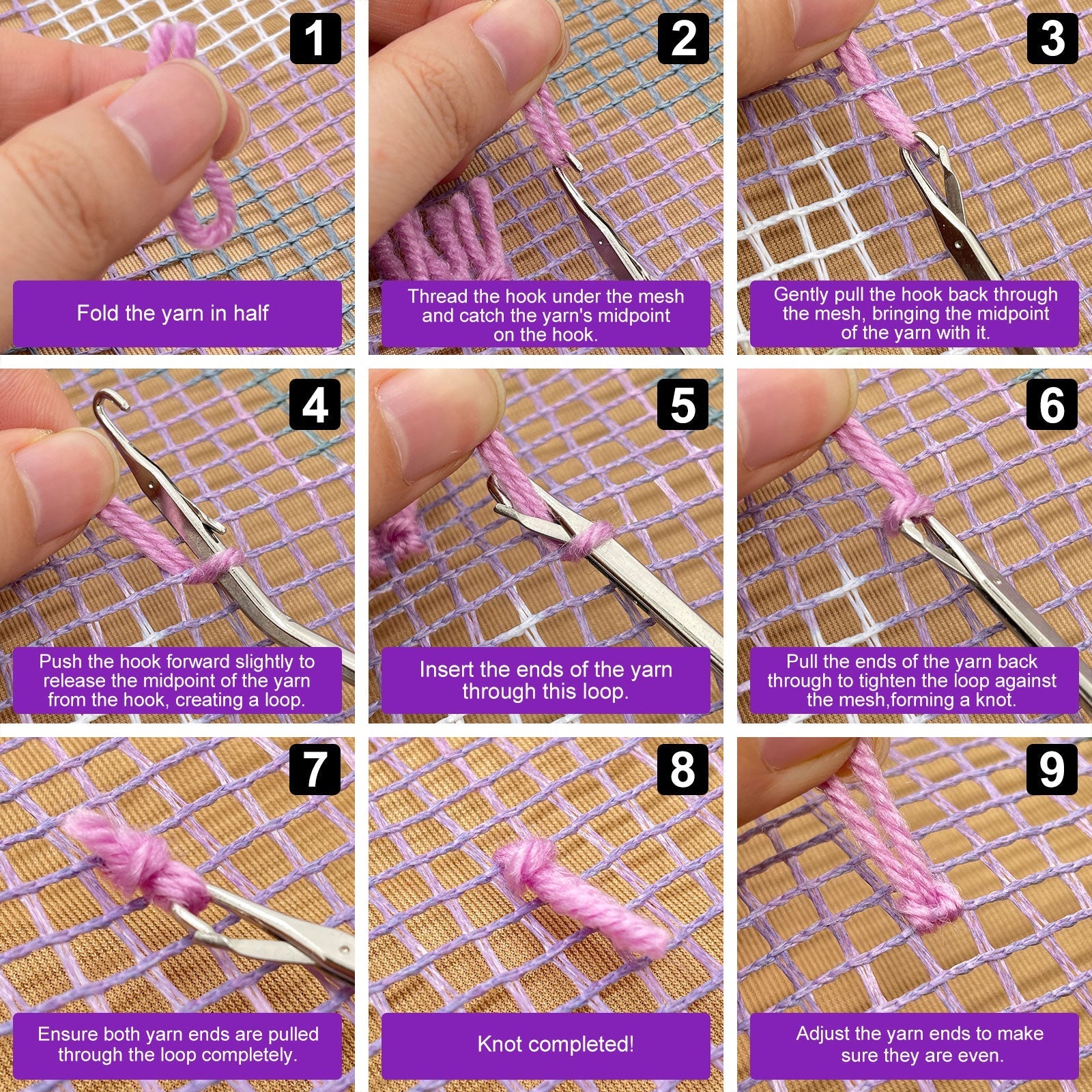 Unicorn Princess Latch Hook Pillow Kit