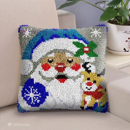 Santa & Reindeer Latch Hook Pillow Kit