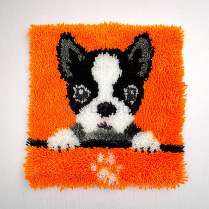 French Bulldog Puppy Latch Hook Pillow Kit