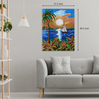 Sunset Latch Hook Rug Kit, Large Size DIY Rug Craft Set