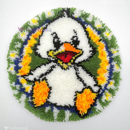 Happy Little White Duck Latch Hook Rug Kit
