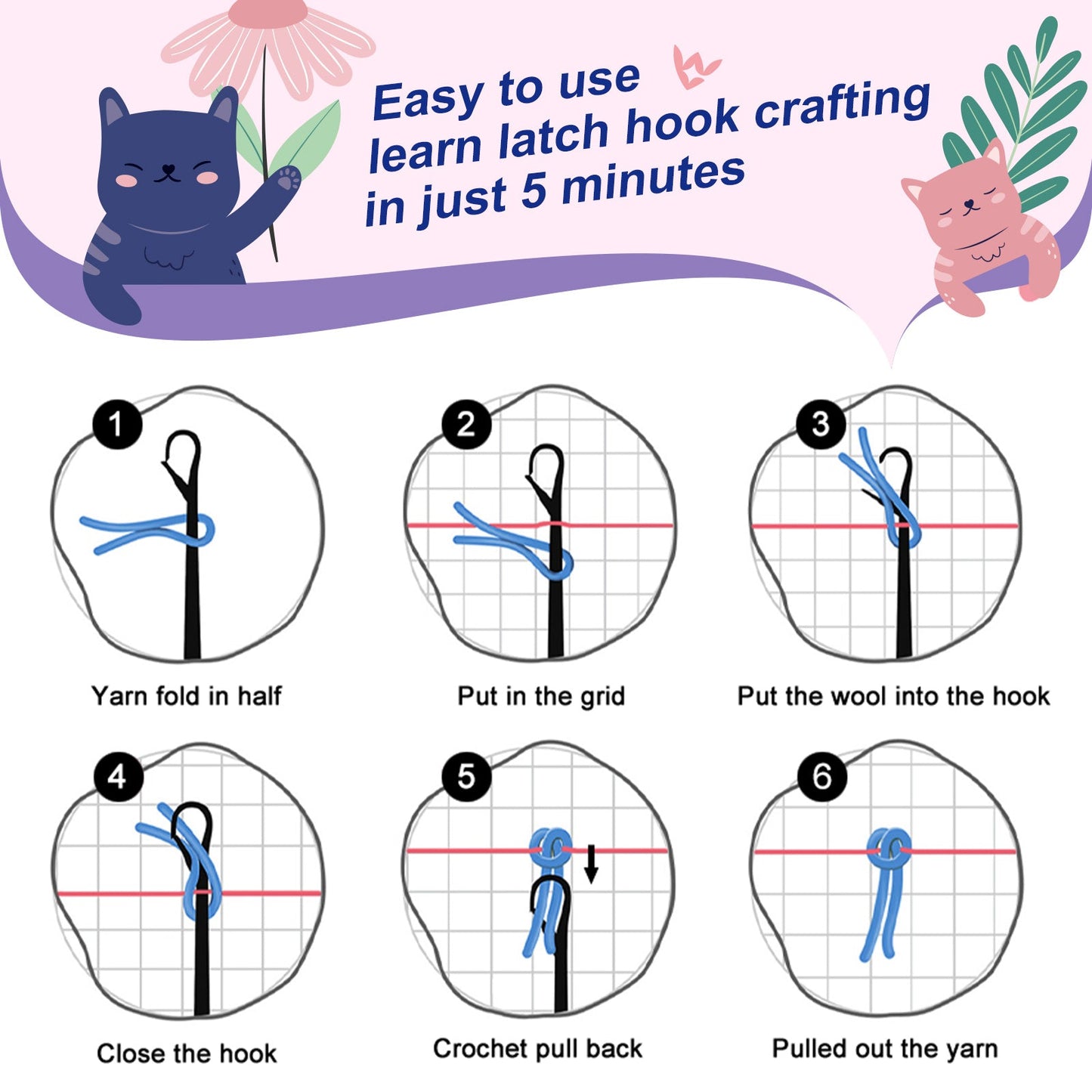 Flying Witch Halloween Night Latch Hook Rug Kit