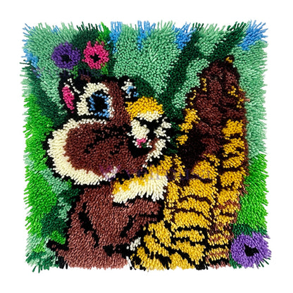 Hungry Squirrel Latch Hook Pillow Kit