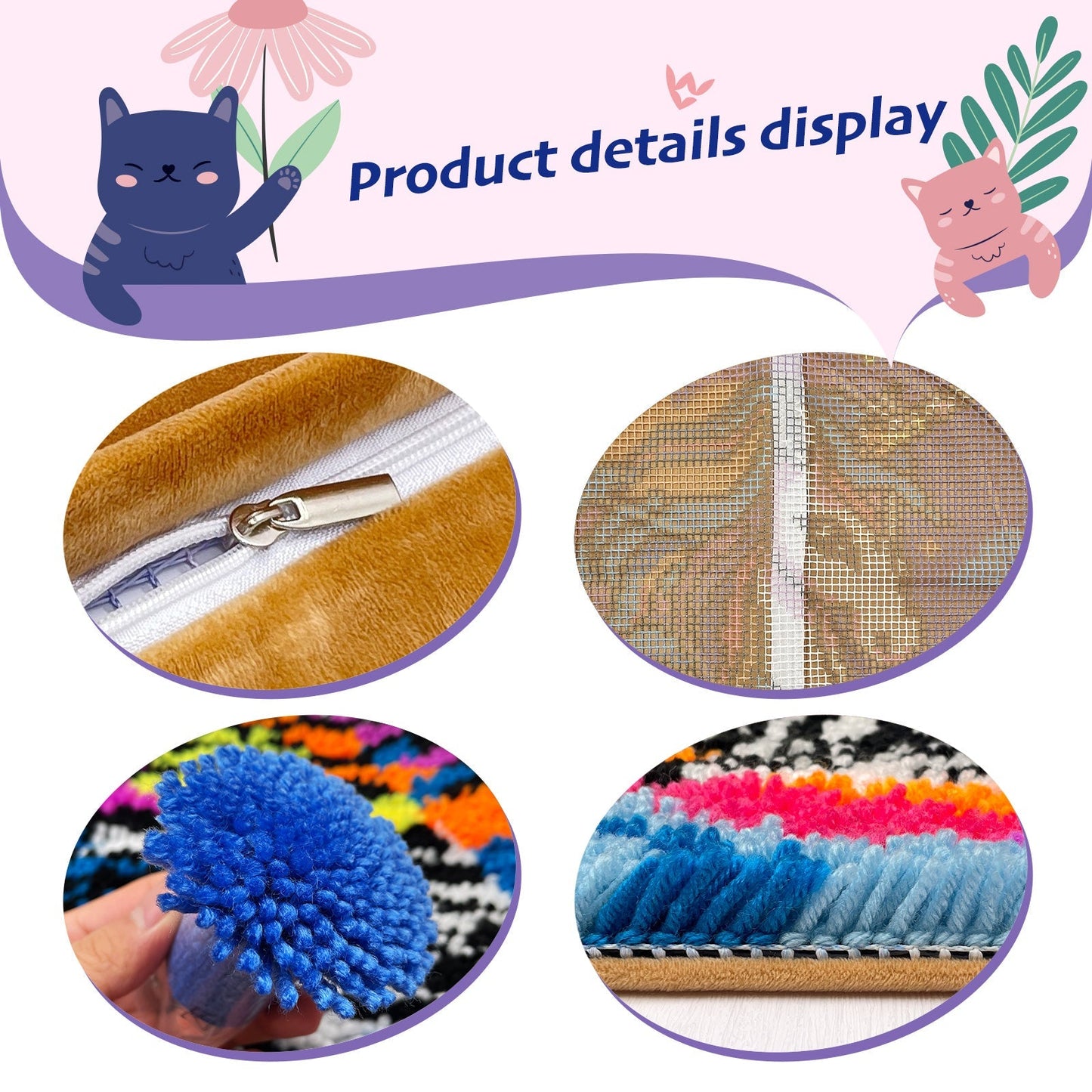 Chicken Family Latch Hook Pillow Kit