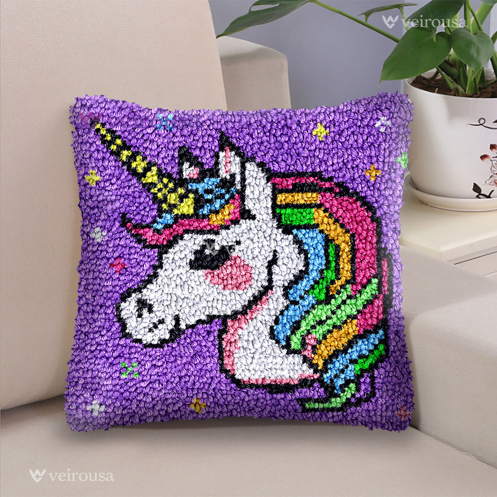 Unicorn Princess Latch Hook Pillow Kit