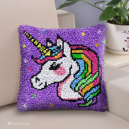 Unicorn Princess Latch Hook Pillow Kit