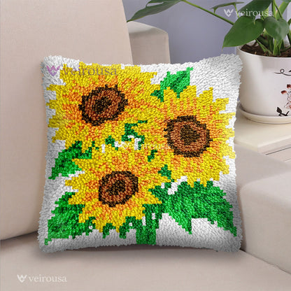 Veirousa Three Sunflowers Latch Hook Pillow Kits