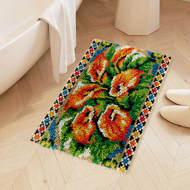Stained Glass Calla Lily Flower Latch Hook Rug Kit