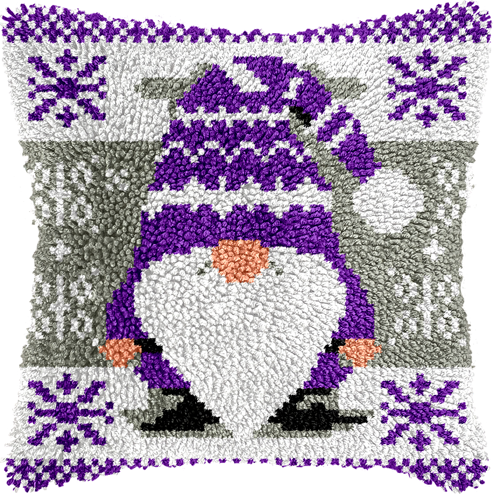 Christmas Gnomes Latch Hook Pillow Kit