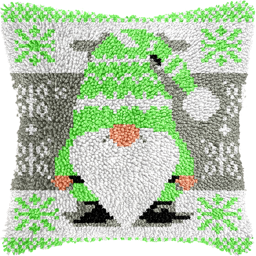 Christmas Gnomes Latch Hook Pillow Kit