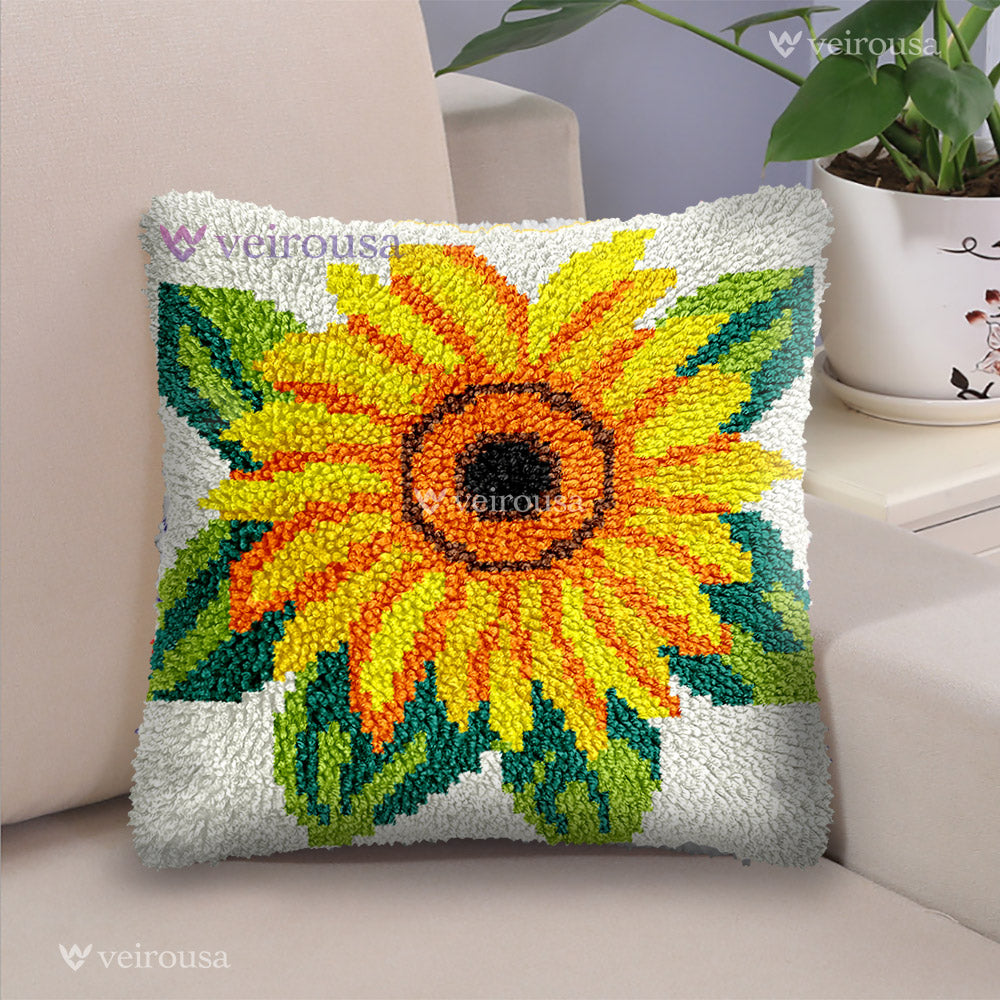 Veirousa Big Sunflower Latch Hook Pillow Kit