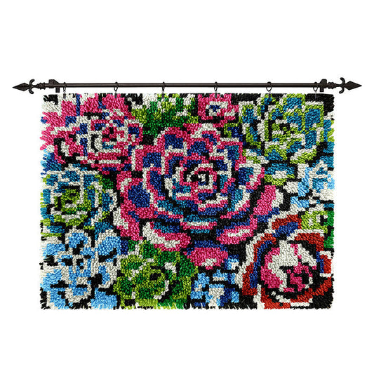 Veirousa Color Splash Succulents Latch Hook Rug Kit