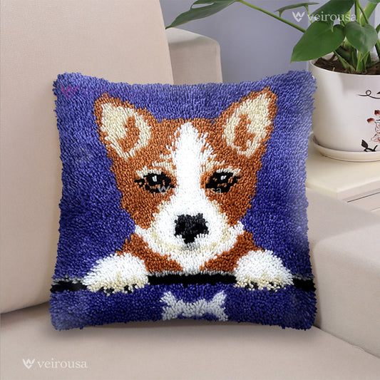 Veirousa Corgi Puppy Latch Hook Pillow Kit