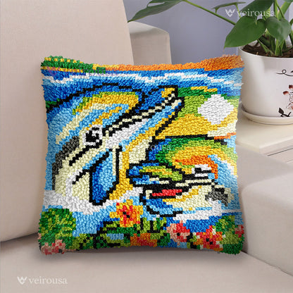 Veirousa Couple Dolphins Latch Hook Pillow Kit