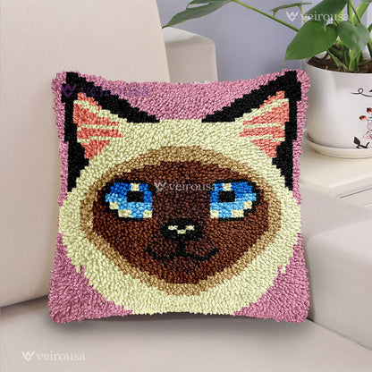 Veirousa Cute Siamese Cat Latch Hook Pillow Kit