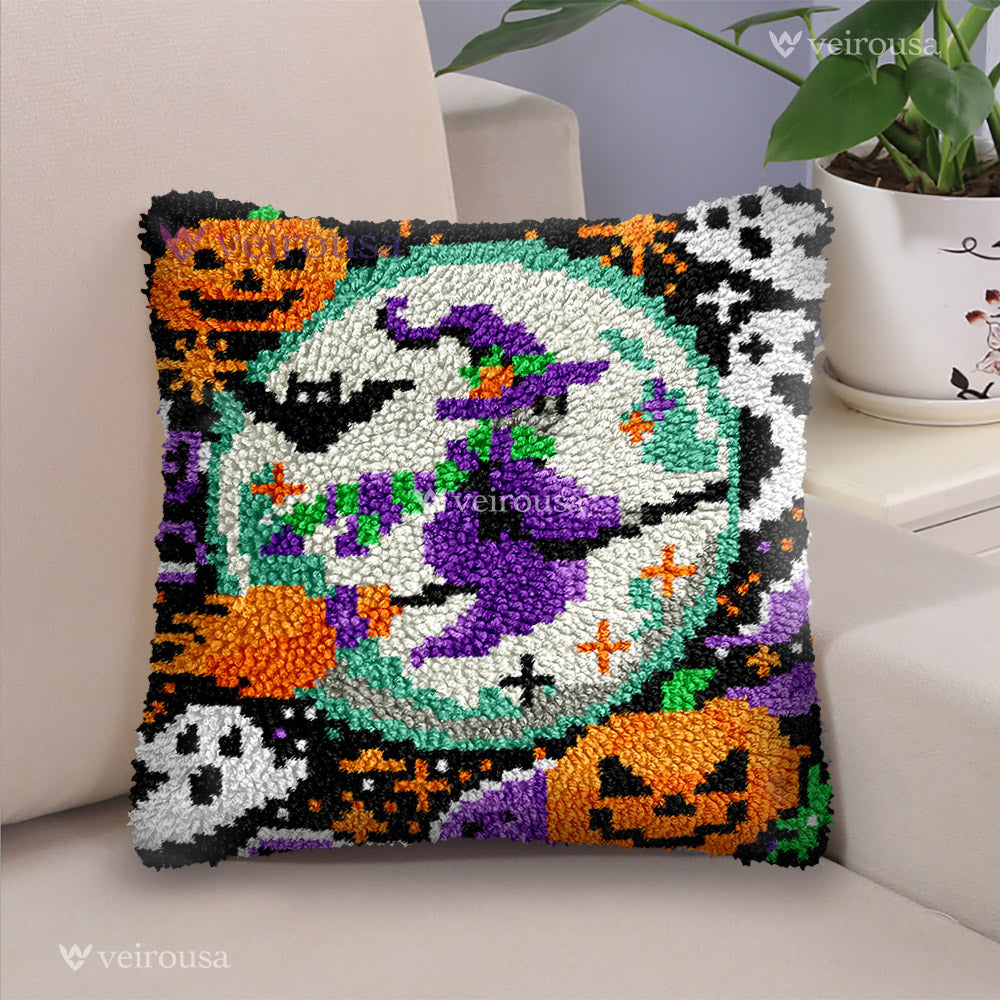 Veirousa Halloween Witch Latch Hook Pillow Kit