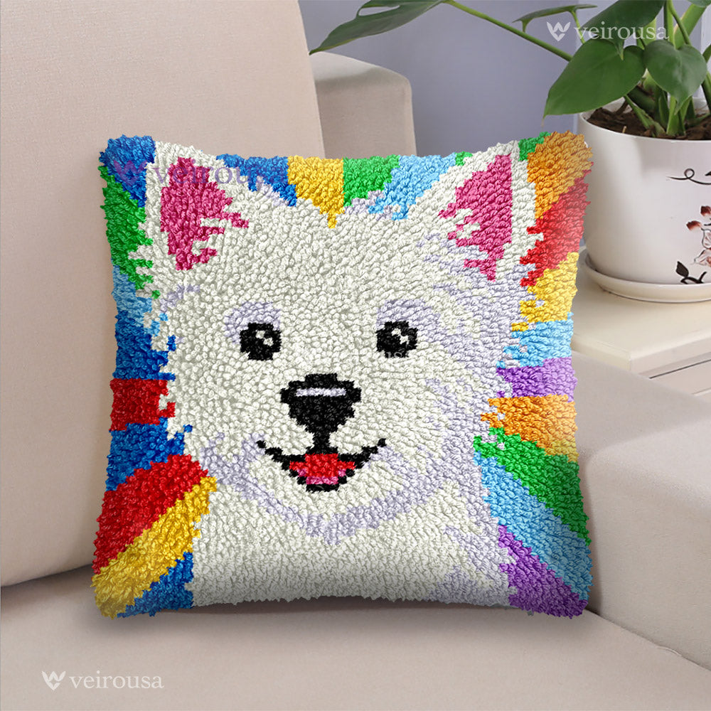 Veirousa Happy West Highland Terrier Latch Hook Pillow Kit