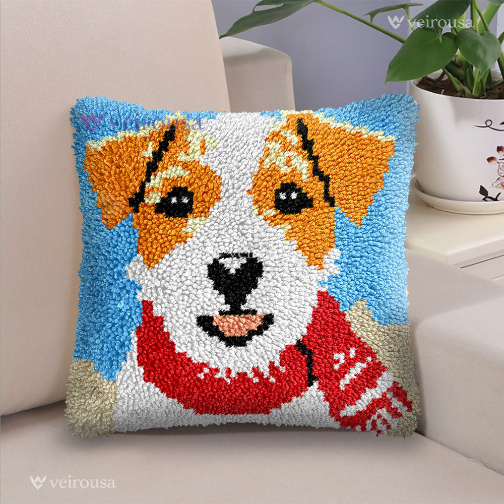 Veirousa Jack Russell Latch Hook Pillow Kit
