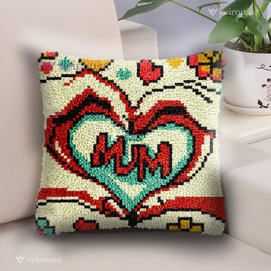 Veirousa Love You Mom Latch Hook Pillow Kit