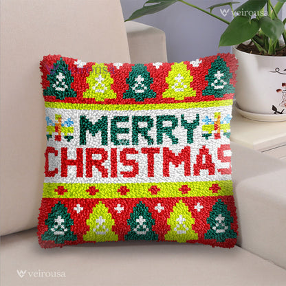 Veirousa Merry Christmas Latch Hook Pillow Kit