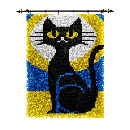 Veirousa Moonlight Black Cat Latch Hook Rug Kit