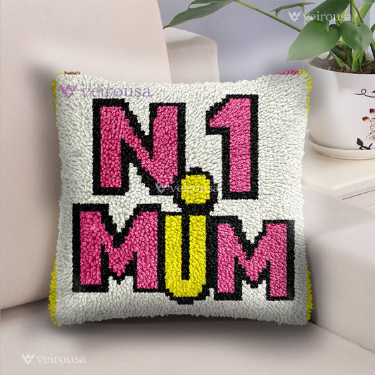 Veirousa No.1 Mom Latch Hook Pillow Kit – DIY Gift for Mother’s Day