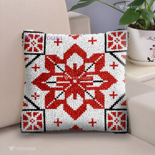 Veirousa Nordic Snowflake Christmas Latch Hook Pillow Kit