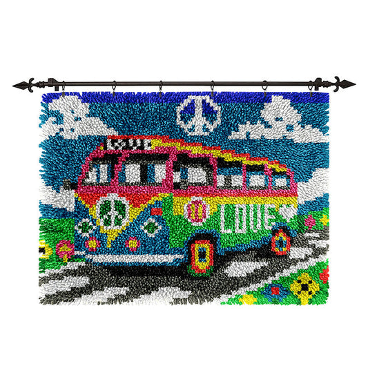 Veirousa Peace Love Bus Latch Hook Rug Kit