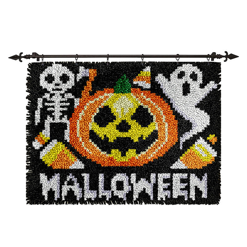 Veirousa Pumpkin and Ghost Halloween Latch Hook Rug Kit