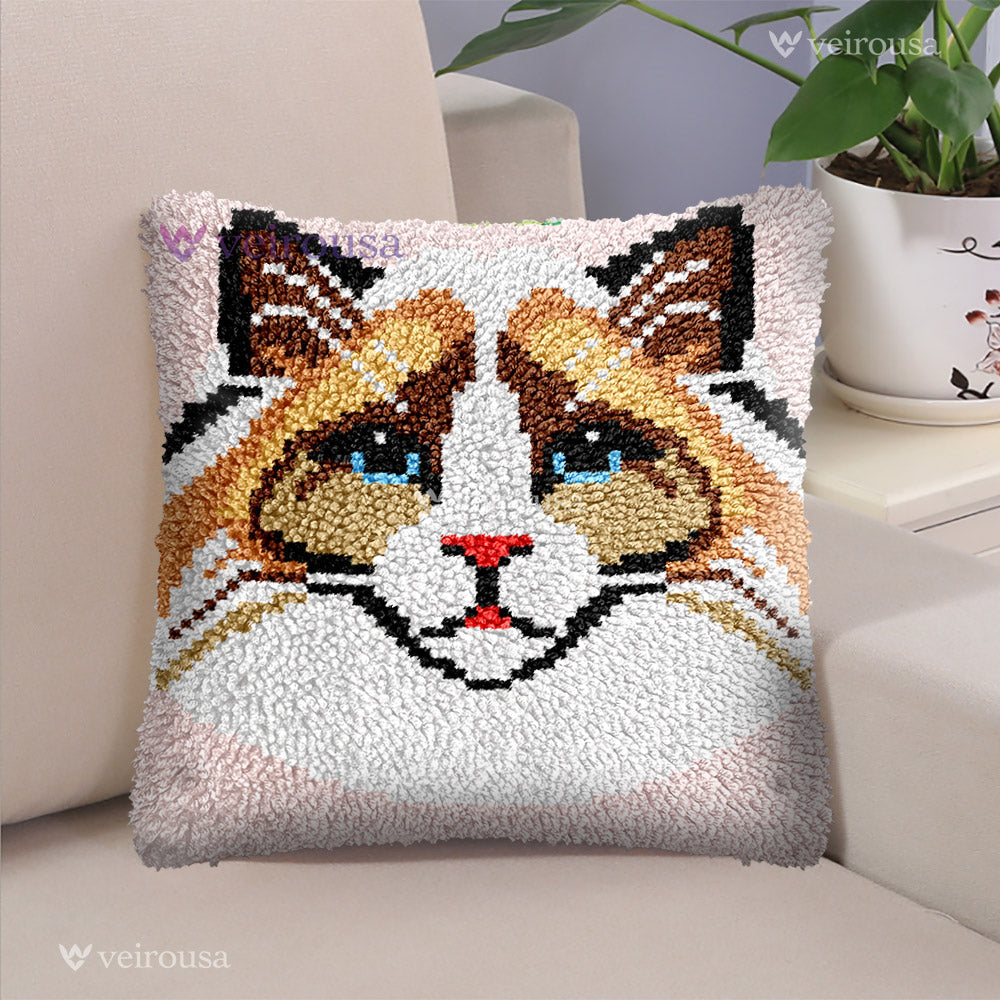 Veirousa Ragdoll Cat Latch Hook Pillow Kit