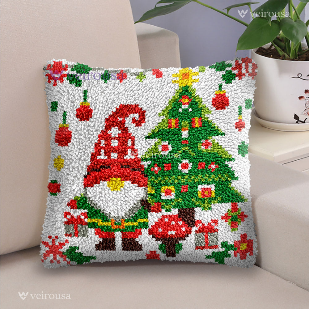 Veirousa Santa and Christmas Tree Latch Hook Pillow Kit