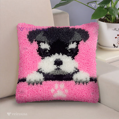 Veirousa Schnauzer Puppy Latch Hook Pillow Kit