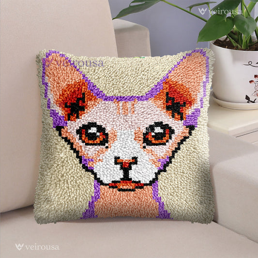 Veirousa Sphynx Cat Latch Hook Pillow Kit
