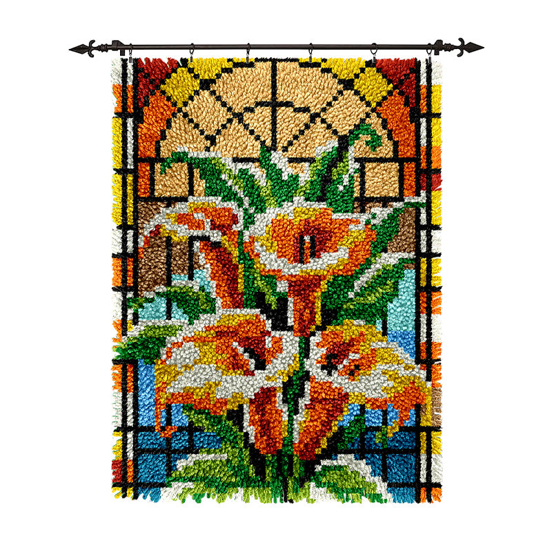 Veirousa Stained Glass Calla Lily Latch Hook Rug Kit