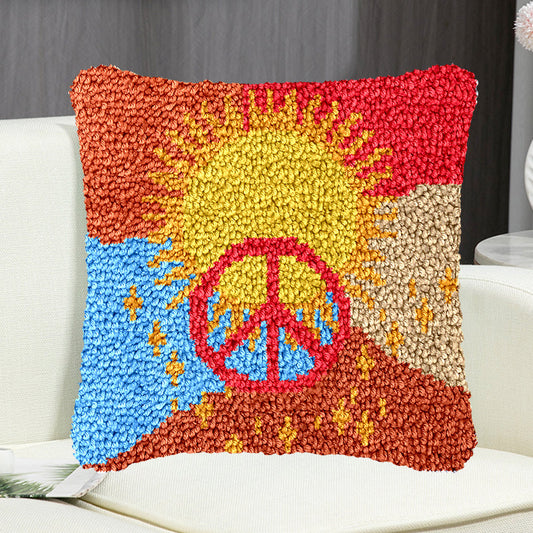 Veirousa Sun and Peace Symbol Latch Hook Pillow Kit