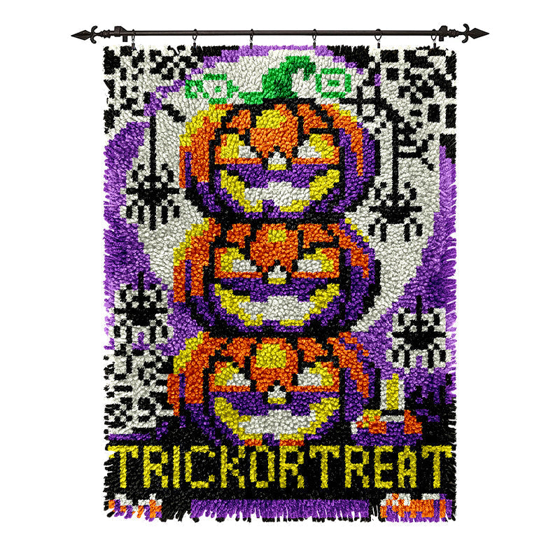 Veirousa Three Pumpkins Halloween Latch Hook Rug Kit