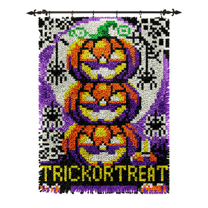 Veirousa Three Pumpkins Halloween Latch Hook Rug Kit