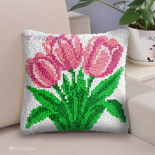 Veirousa Three Tulips Latch Hook Pillow Kit