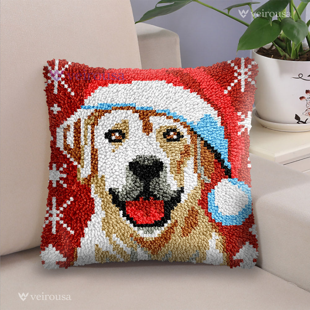 Veirousa Xmas Labrador Dog Latch Hook Pillow Kit