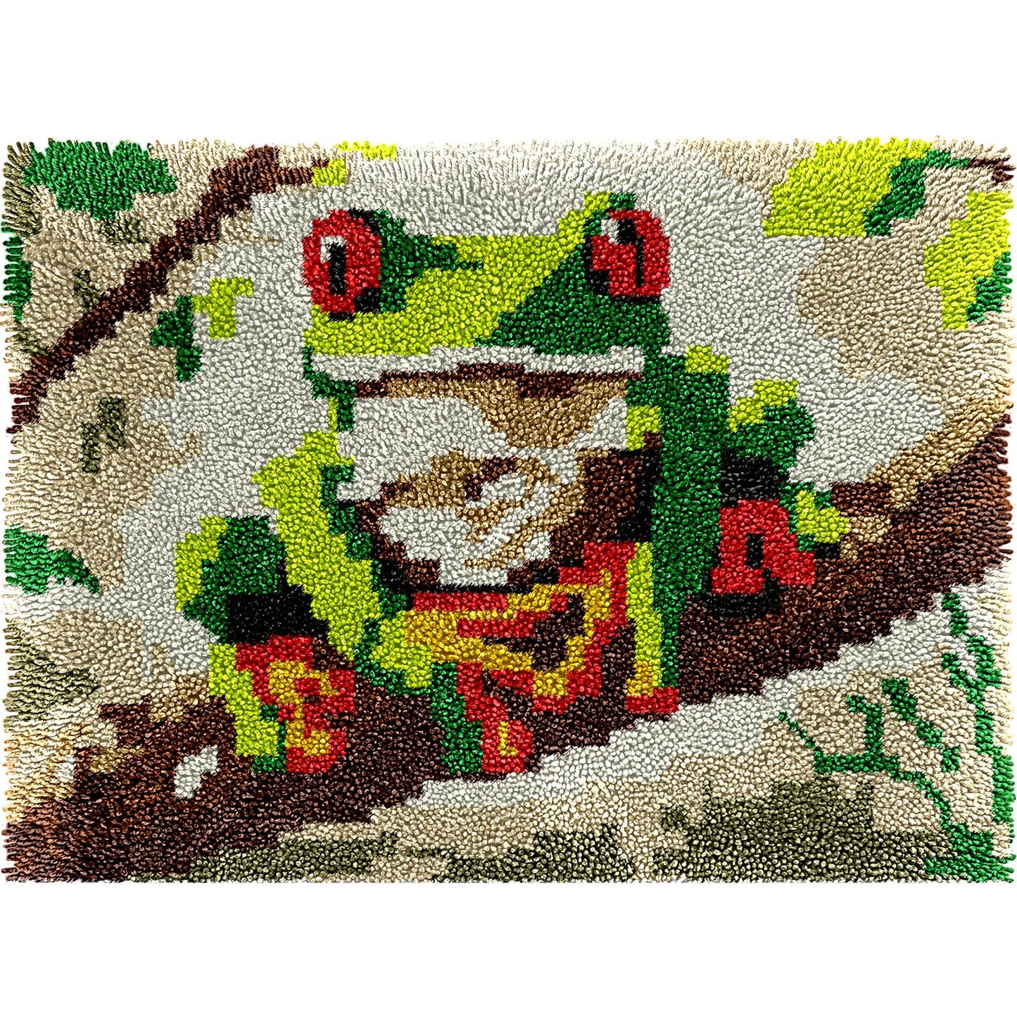 Veirousa Cute Forest Frog Latch Hook Rug Kit