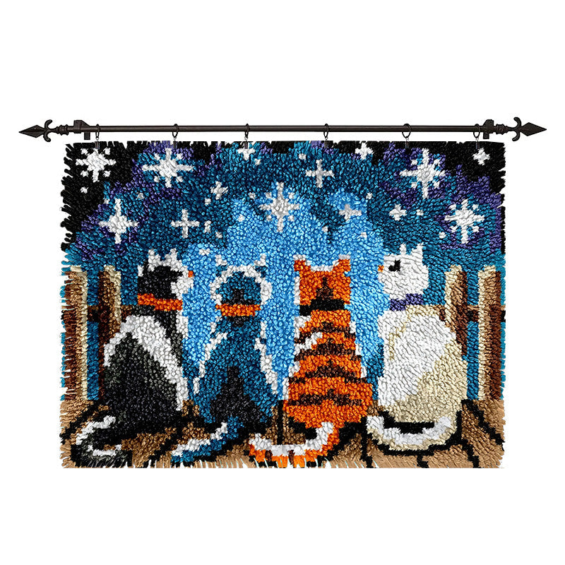 Veirousa Four Cats Watching the Stars Latch Hook Rug Kit